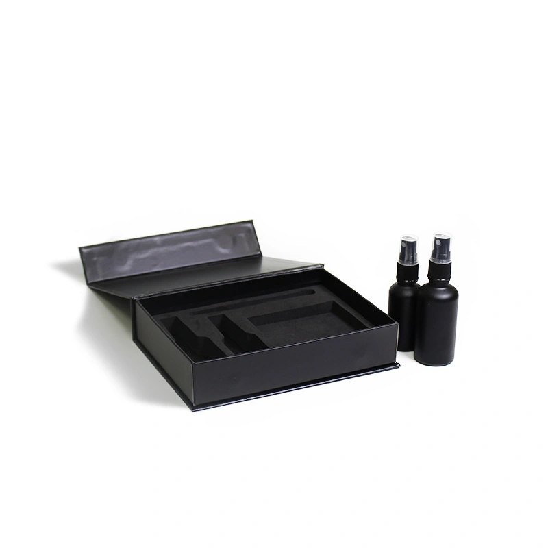 Black Skincare Presentation Box with Multi-Slot Insert — main product view
