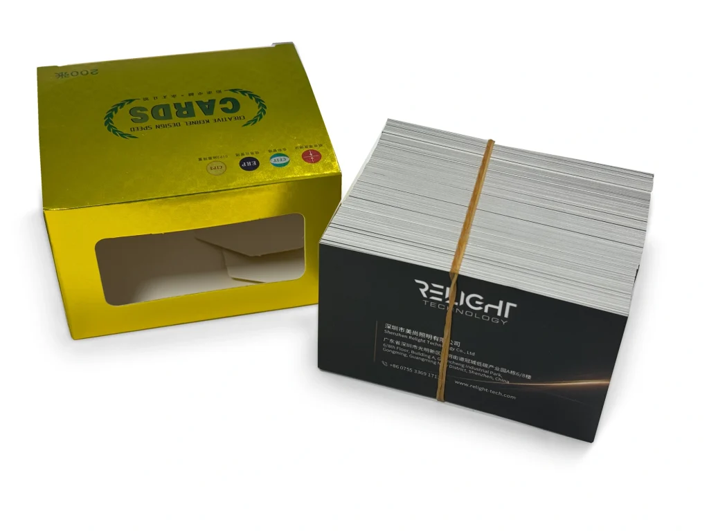 Gold Window Business Card Box — A window that reveals the contents