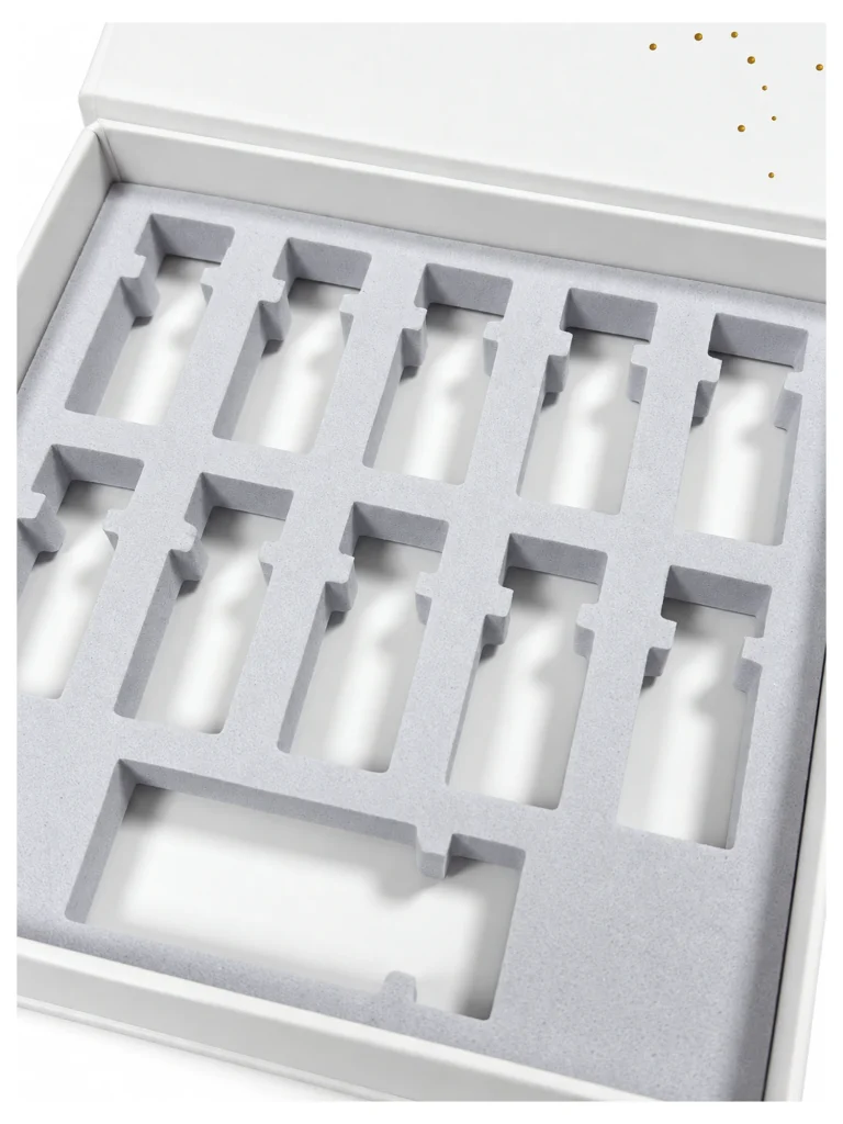 Multi-Vial Presentation Box with Fitted Insert — A cavity for every component
