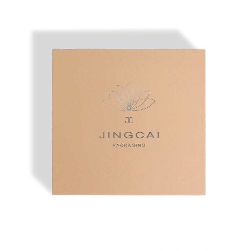 Peach Lip Gloss Gift Box with Fitted Insert — A silver logo on the original colour