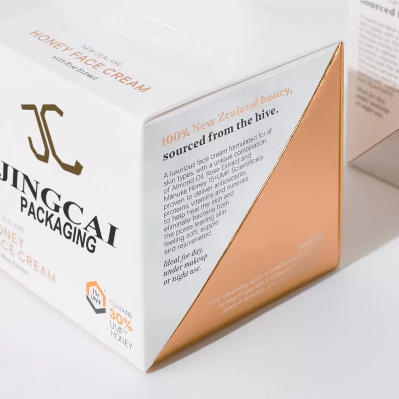 White & Gold Cream Jar Cartons — A contrast between print and surface finish