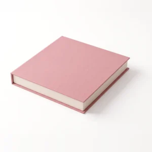 Closed dusty rose book-style magnetic gift box