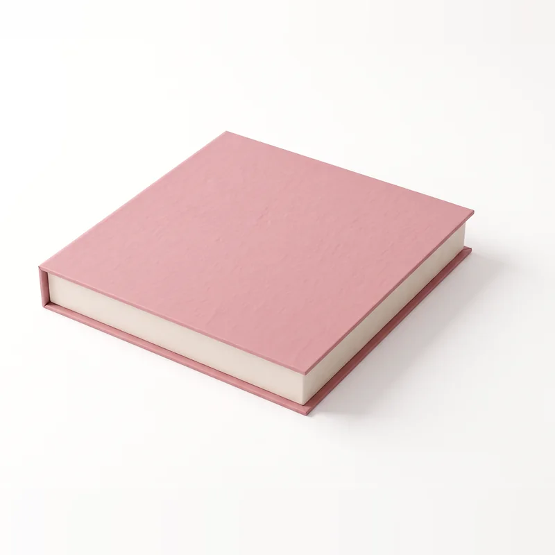 Closed dusty rose book-style magnetic gift box
