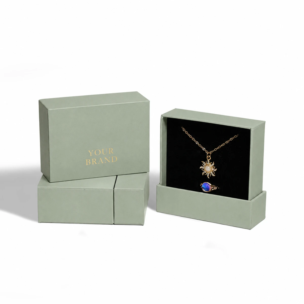 Sage Jewelry Gift Box with Velvet Insert — main view
