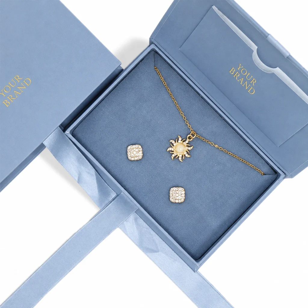 Dusty Blue Ribbon Jewelry Box — detail view 3