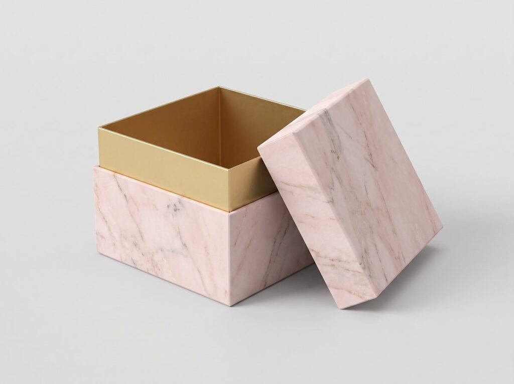 Shoulder neck box with pink marble wrap and gold neck collar