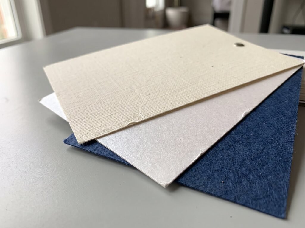 Textured and pearlescent specialty paper samples
