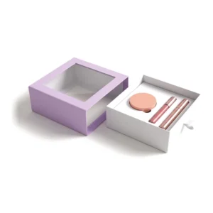 Lilac window drawer makeup gift box with the white drawer and makeup set